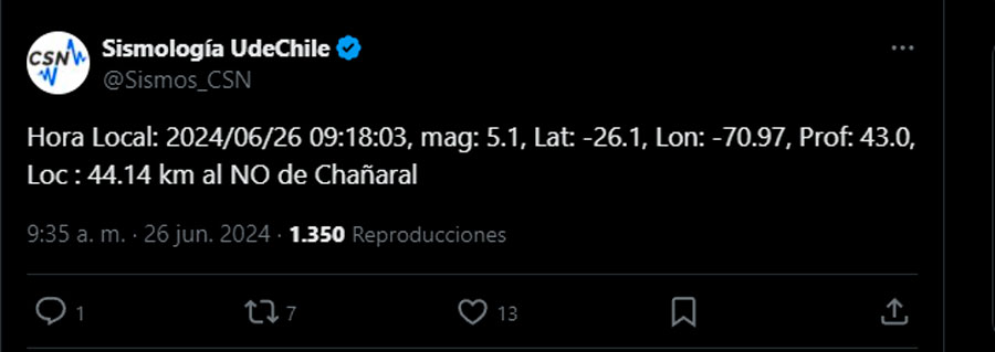 Sismo en Chile